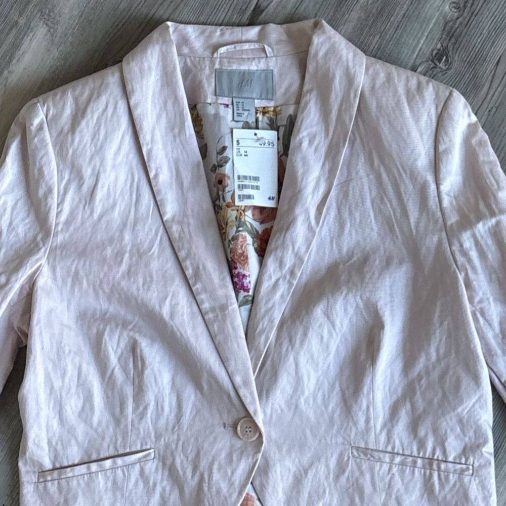 NWT H&M Pastelcore Cottage Chic Coquette  Soft Girl Blazer Floral Lining Size 14